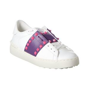 Valentino Rockstud Untitled Leather Sneaker, White
